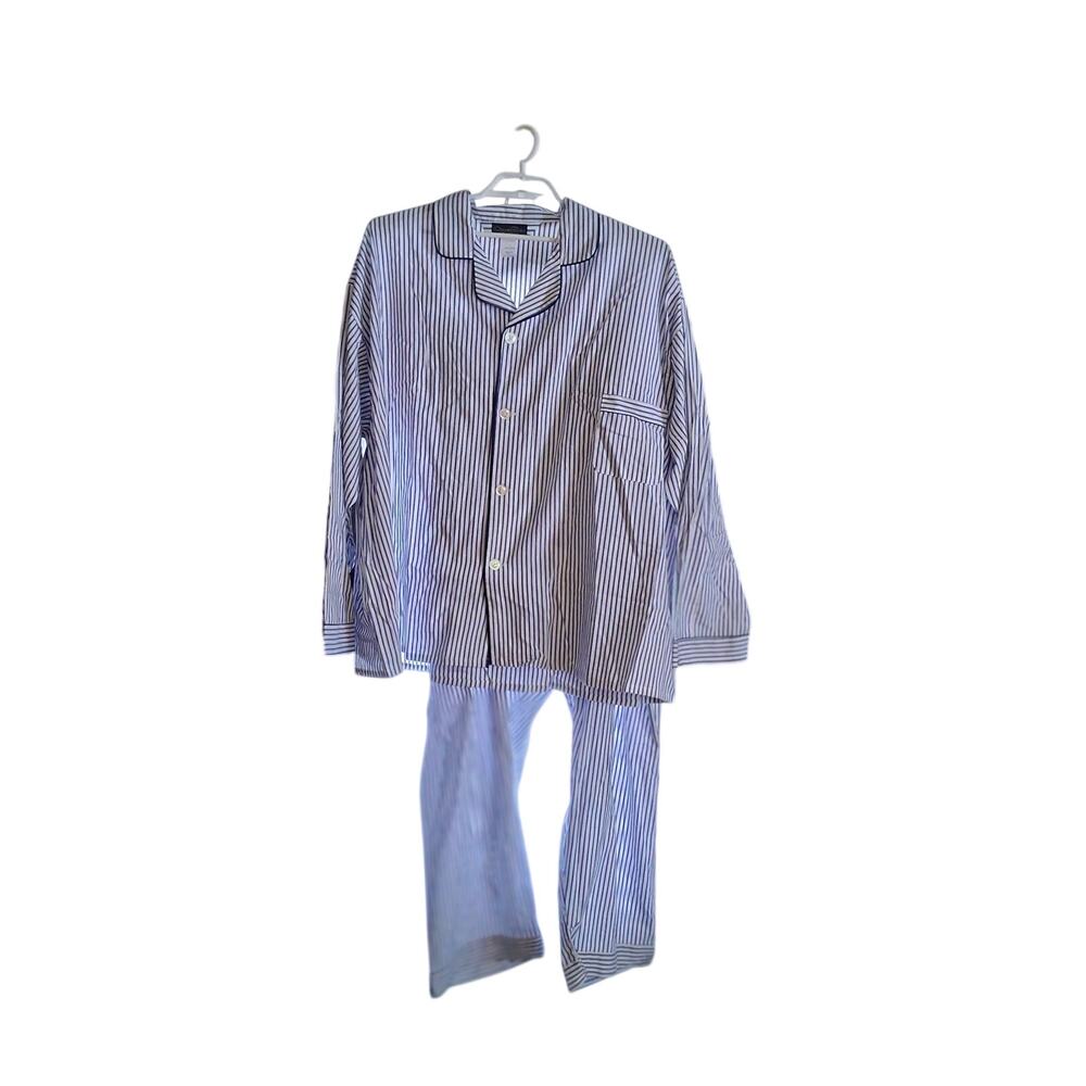 Oscar De La Renta pajamas mens 3XL F striped USA cotton pants shirt